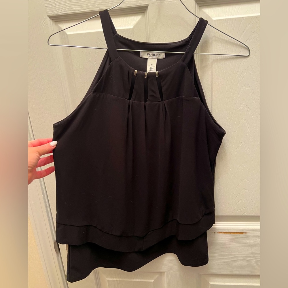 NWT WHBM sleeveless triple keyhole flowy top
w triple metal accents at neck.
